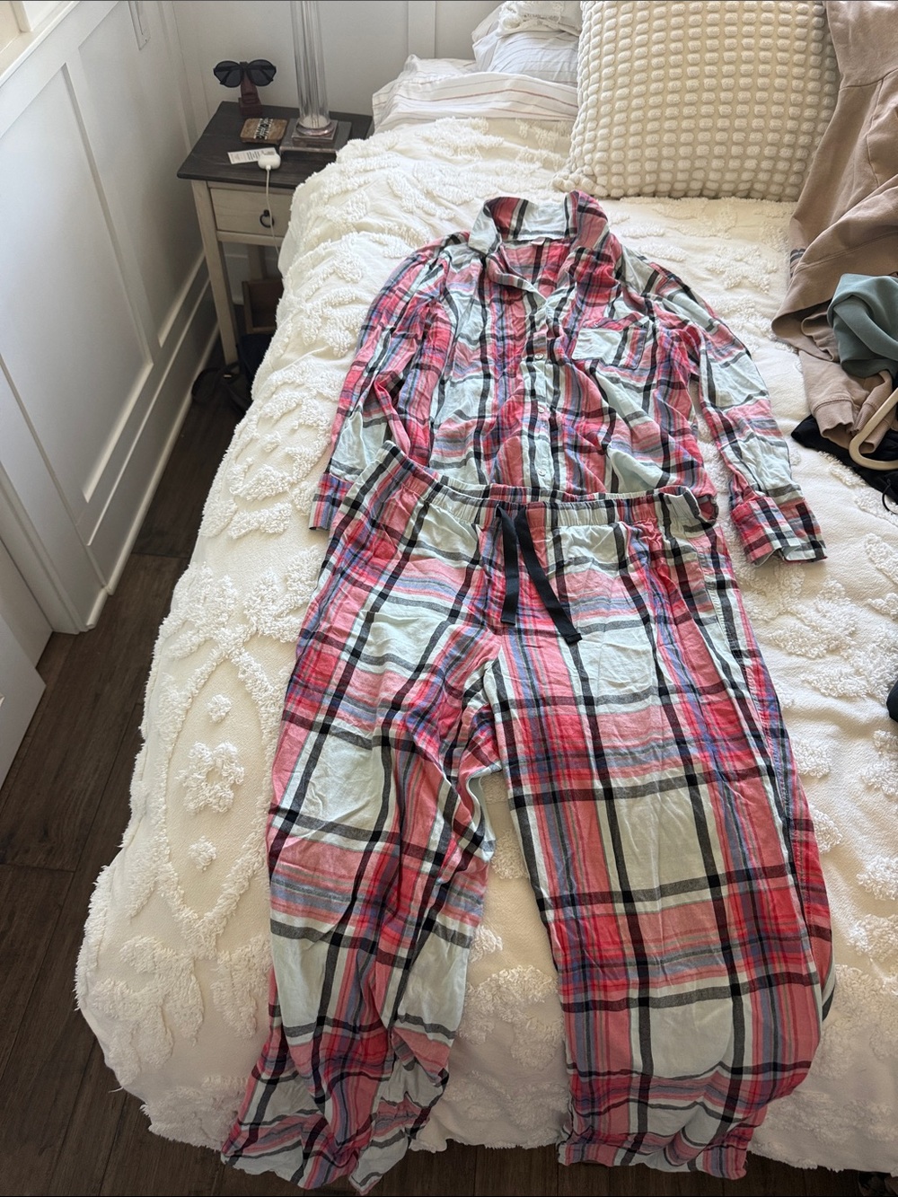 Victoria's Secret Pink and Light Blue Plaid Pajama Set